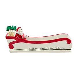 Mud Pie Santa Sleigh Cracker, dish 4 1/4" x 12" | toothpick 3 1/4", Red