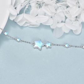 CRMAD Moonstone Star Anklet for Women Sterling Silver Star Anklet Irish Jewelry Gifts for Girl Mother (star)