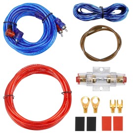 10GA Car Amplifier Cable Set Connection Set, 1500 W Subwoofer Cable Set, Car Amplifier Cable, Car Audio Wire, Power Amplifier Connection Cable Set, Install Connector Set with Fuse