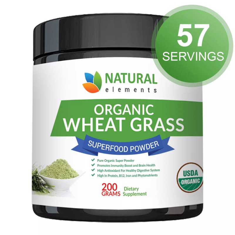 natural elements Wheatgrass Powder - USDA Certified Organic Wheat Grass