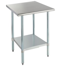 ROCKPOINT Stainless Steel Table for Prep & Work 30x30 Inches, NSF Metal Commercial Kitchen Heavy Duty Table with Adjustable Under Shelf and Table Foot for Restaurant, Home and Hotel