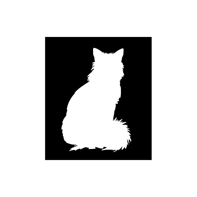 CAT SITTING SILHOUETTE - 5.5" WHITE VINYL DECAL STICKER