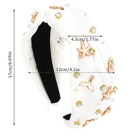 Norbiariz White Knotted Headbands for Women Seashell Hair Accessories Headbands for Women Non Slip Headband Girls Fashion Cute Head Bands for Women's Hair Tiaras