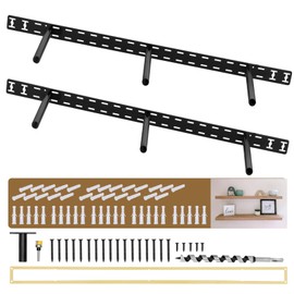 Souyou 𝟐𝟎𝟐𝟒 𝑵𝒆𝒘 34 x 8 in Floating Shelf Bracket, Heavy Duty Hidden Floating Shelf Hardware, Bright Black Thick Floating Brackets，2 Pcs， 3 Yr Warranty
