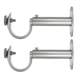MERIVILLE Set of 2 Pewter Zinc Curtain Drapery Rod Bracket for 1 1/4" Rod, Adjustable