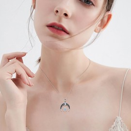 LUHE Cresent Moon Necklace 925 Sterling Silver Moon Phase Star Pendant Necklace Moon Witchy Jewelry Gifts for Women (Moon Phase Necklace)
