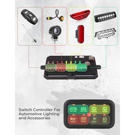 KEMIMOTO 8 Gang Switch Panel Enhanced Sensitivity, LED Touch Control, Electronic Relay System, 12-24V Waterproof Compatible with Cars, UTVs, Trucks, Wrangler and RZR X3
