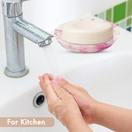 Ajuny Soap Dish Holder Shower, Resin Soap Dishes Self-Draining for Soap Pieces Sponge Soap Saving Bowl Tray for Bathroom Kitchen Sink, Easy to Clean, White Pink