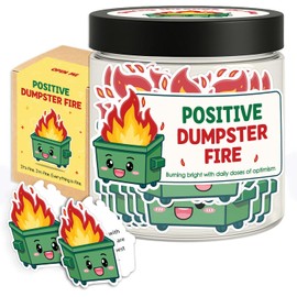 60 Positive Dumpster Fire Jar, Affirmation Cards For Women, Dumpster Fire Gifts, Coworker Gifts for Women, Emotional Support Gift Desk Accessories,