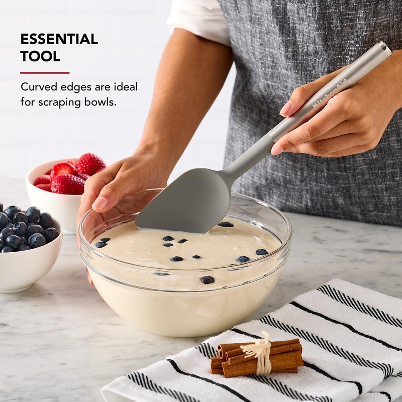 KitchenAid Spoon Spatula with Curved Edges and Stainless Steel Handle,