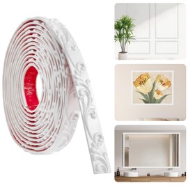 16.4FT x 1.02'' White Peel and Stick Crown Molding Trim – Flexible Decorative Mirror Frame Border, Self-Adhesive Molding for Bathroom Doors & Mirrors
