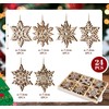 HOUISM 24pcs Christmas Snowflakes Ornaments Wooden Tree Hanging Decorations Rustic
