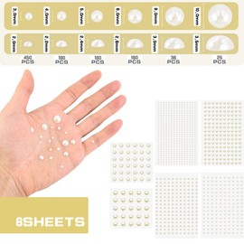1016 Pcs Flatback Rhinestones Pearls Face Gems Pearls Self Adhesive Rhinestones for Makeup Face Gems Stick on Face Jewels Eyes Gems Face Stickers Pearls Nail Accessories Decor Pearl Makeup Stickers