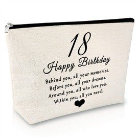 Sfodiary 18th Birthday Gifts for Girls Makeup Bag 18 Years Old Birthday Gifts Friendship Gifts for Best Friend Funny Bestie Gift Cosmetic Bag Daughter Birthday Gifts from Mother Travel Cosmetic Pouch