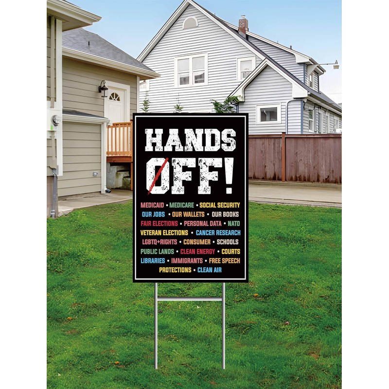 Hands Off Protest Yard Sign Social Security And Medicare Protest