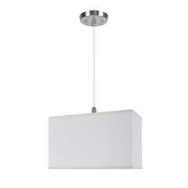 Aspen Creative 72035 One-Light Pendant with Rectangular Hardback Shaped (Spider) Shade, (8 + 16) x (8 + 16) x 10, Off White Linen