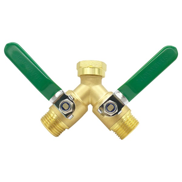 Joywayus Brass 3/4" GHT Garden Hose Splitter Full Flow Ball