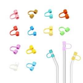 (12 Packs) Suit for 6-7mm Straw Cover Silicon Straw Caps Simple 7MM Colorful Straw Plug Straw Topper Dust Proof Straw Tips