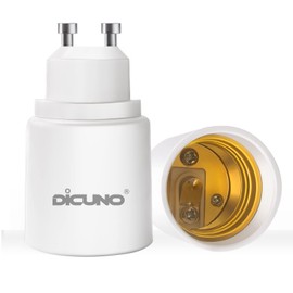 DiCUNO GU10 to E26 Light Bulb Socket Adapter, 2-pin Base to Standard E26 Screw Base Bulb Socket Converter, Maximum 200W and 150℃ Heat-Resistant, 2 Packs