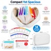 Waterproof Travel Pill Organizer,14 Pouches&Medical Information Card White