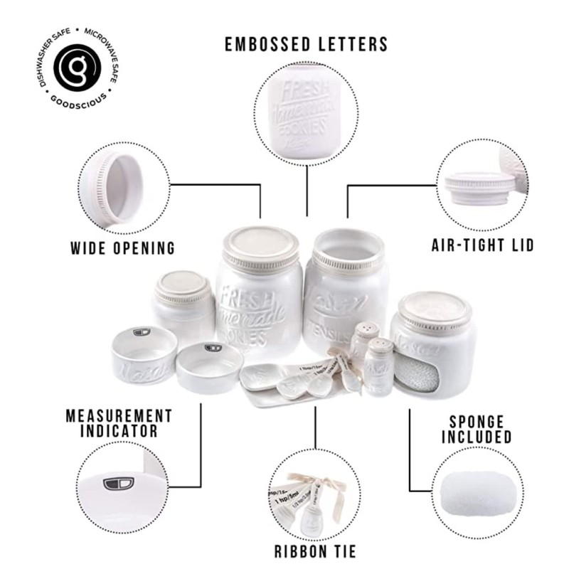 Farmhouse Canisters Sets for the Kitchen - Mason Jar Ceramic