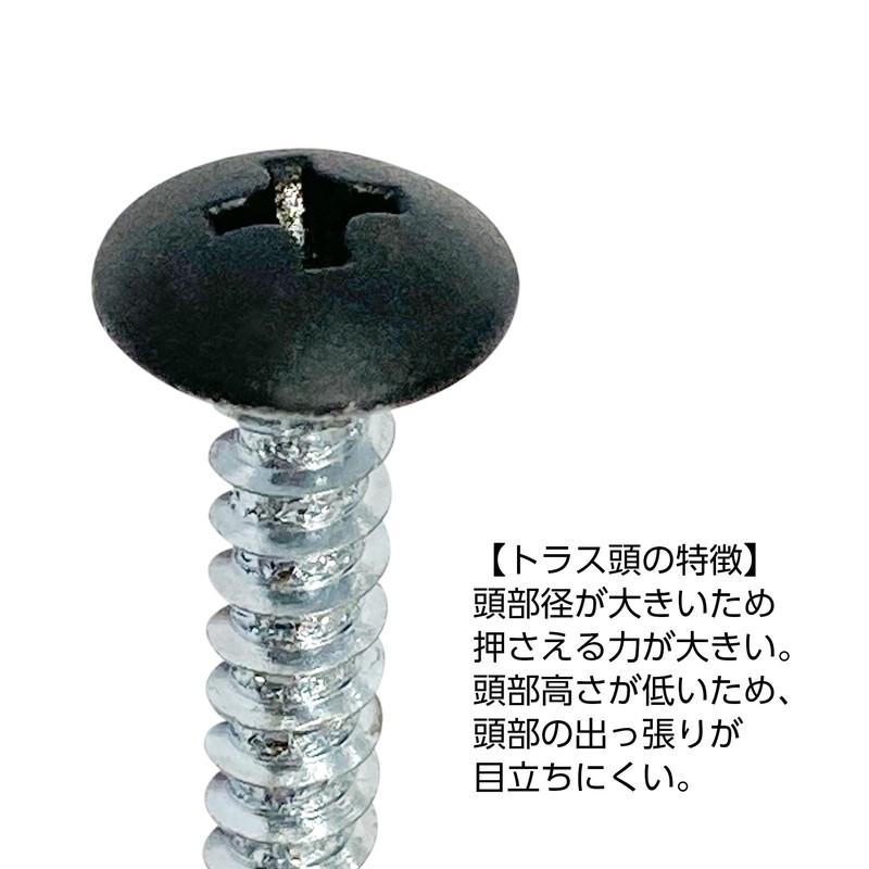 Daido Hanto Truss Head Tapping Screws, Black, Size M4 x