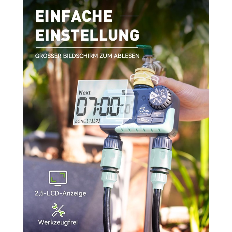 RAINPOINT Watering Computer 2 Outputs with Brass Swivel Rain Delay