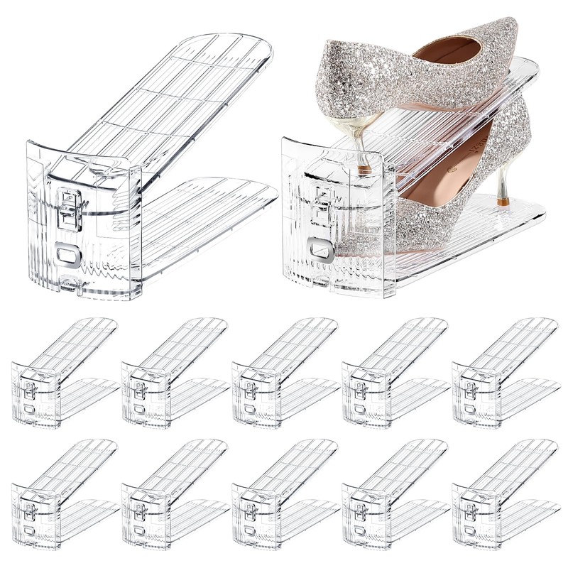 TOPNEW Shoe Slots Organizer for Closet 10 Pack Adjustable Level