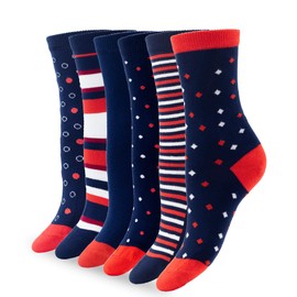 1SOCK2SOCK - Women's 6 Pack Bamboo Blend Crew Socks - Super Soft Fashionable and Casual Socks in Colorful Patterns US Women’s 6-10
