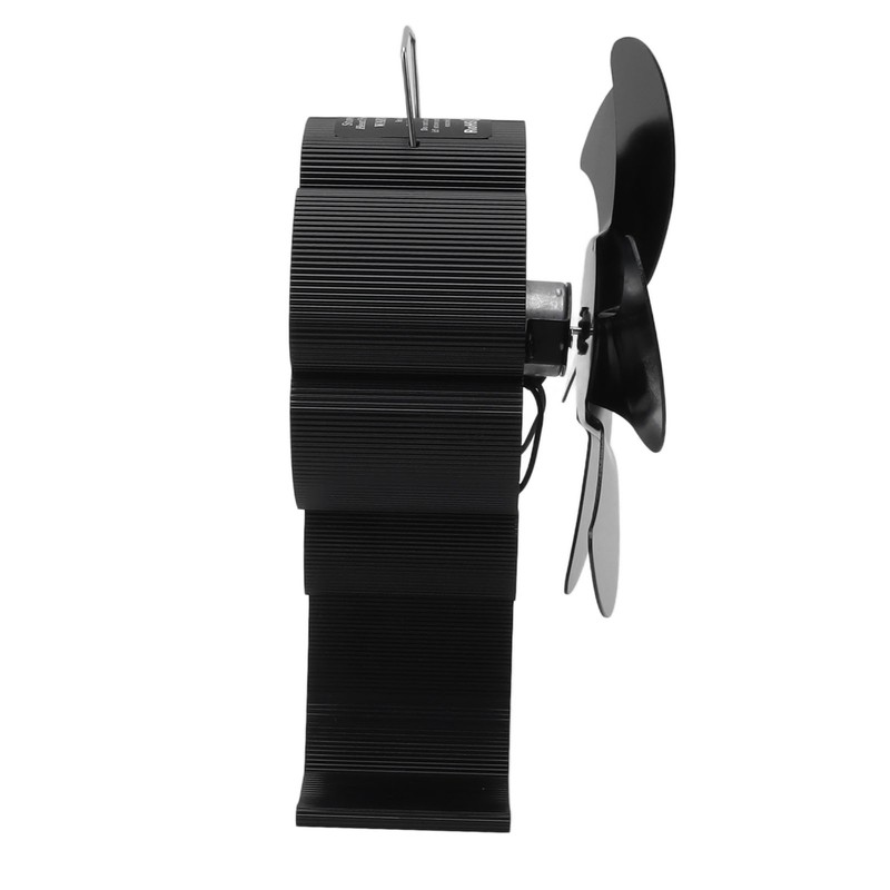 Black 6 Blade Heat Powered Stove Fan Thermodynamically Driven Fireplace