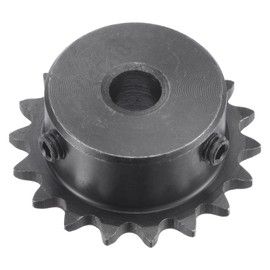 sourcing map Sprocket with 18 Teeth Type B Single Strand 1/4 Inch Pitch 8 mm Bore Black Oxide Carbon Steel C45 with 2 Adjusting Screws for ISO 04C