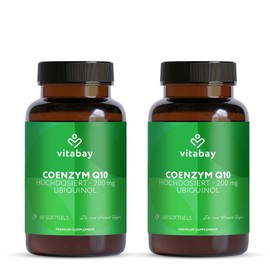 Vitabay Coenzym Q10 UBIQUINOL Kapseln Hochdosiert 200mg LABORGEPRÜFT Depot Komplex - 120 Kapseln (2er Set) Ubiquinol Q10 Coenzym 200mg - Antioxidant Coenzym Q10 - Coenzyme Q10 200mg Kapseln Q 10