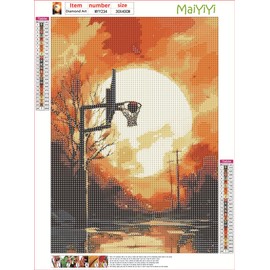MaiYiYi Basketball Frame Diamond Painting by Numbers 5D Full Round Diamond Painting Sun Basketball Frame Crystal Diamond Painting Set for Adult Beginner Home Wall Art Decor (30X40 CM)