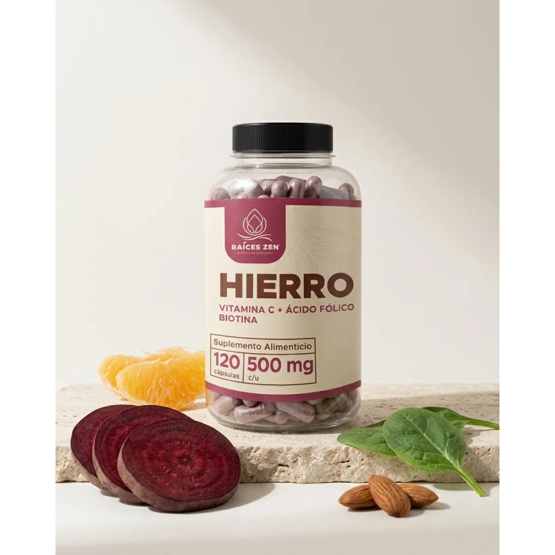 Hierro Vitamina C + Ácido Fólico Biotina Raíces Zen 120