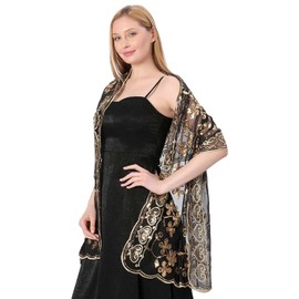 EASEDAILY Women's 1920s Shawls and Wraps for Evening Party Dress Sparkling Sequin Deco Wedding Scarf for Bride