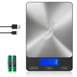 Food Scale -33lb Digital Kitchen Scale for Food Ounces Grams Rechargeable 305 Stainless Steel,Batteries and Type-C Charging | Perfect for Meal Prep, C