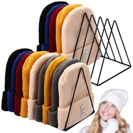 Kathfly 2 Pcs Beanie Organizer Holder Metal Hat Display Rack Beanie Storage Hat Display Stand for Winter Cap Entryway Tabletop Bedroom Closet Dresser Room Office(Black)