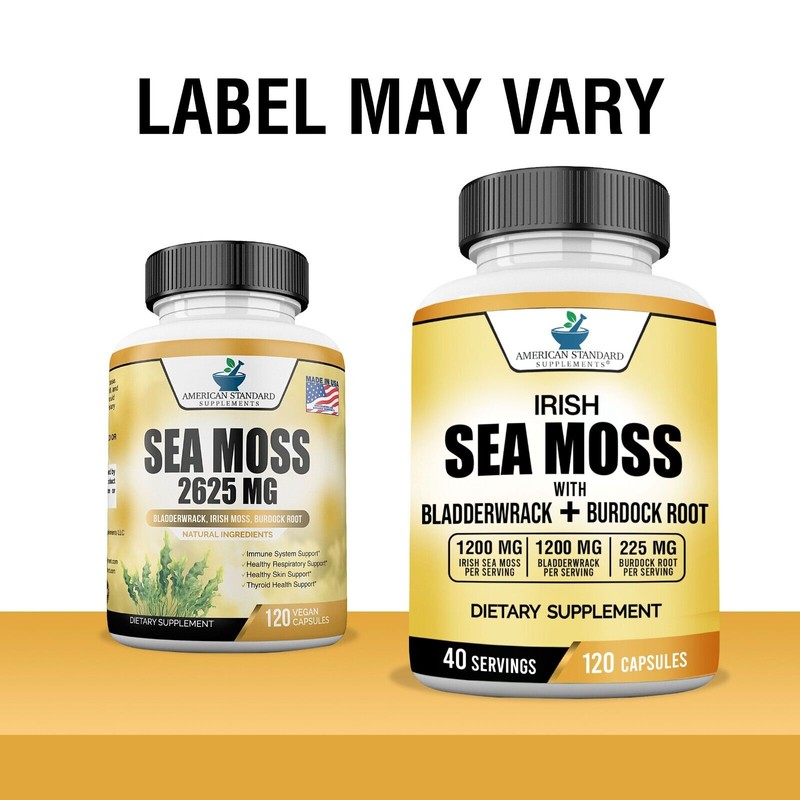 American Standard Supplements Irish Sea Moss 1200mg, Bladderwrack 1200mg and