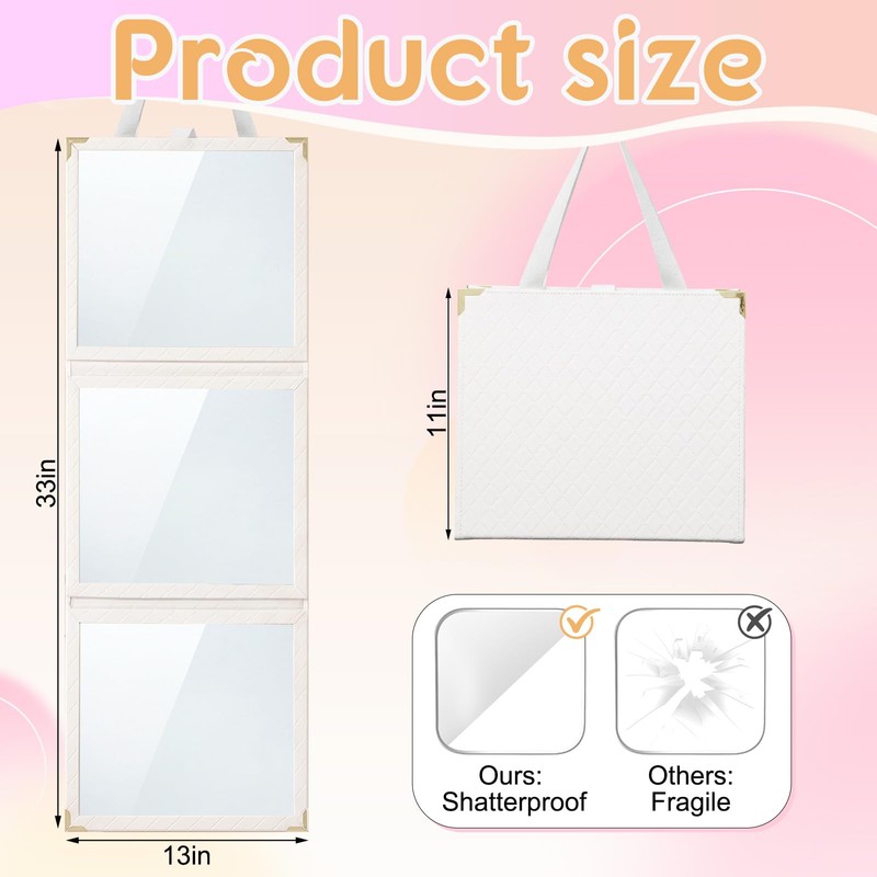 Bucherry 33x13'' Full Length Dorm Classroom Mirror Foldable Hanging Mirror