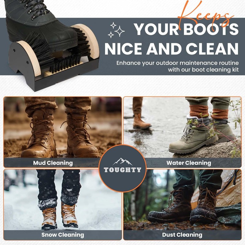 Toughty Boot Scrubber - Heavy-Duty All-Weather Shoe Cleaner with Scraper