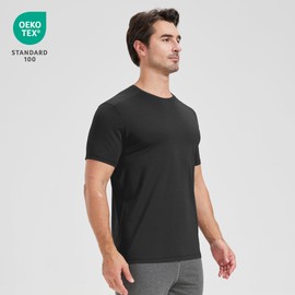 netdraw Men's Bamboo Viscose Athletic Shirt Lightwieht Cooling Moisture Wicking Workout Running Hiking Fitness T-Shirt, Black, Large