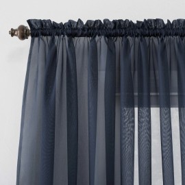 No. 918 Navy Blue Sheer Voile Curtain 59 W x 84 L Machine Washable Light Filtering