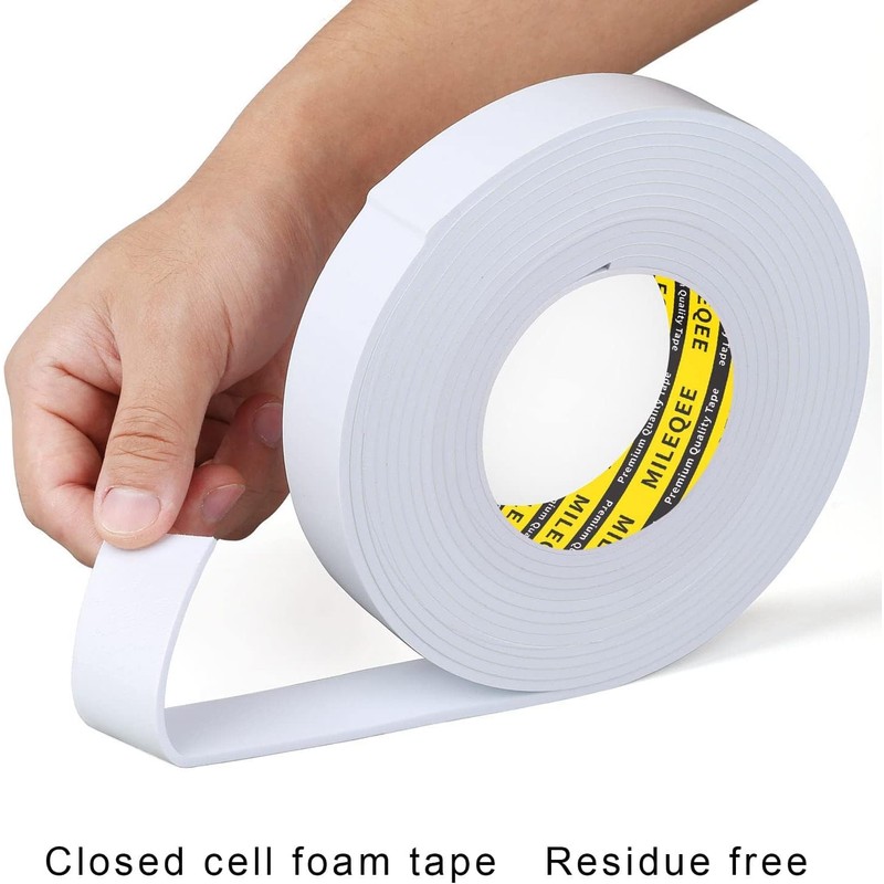 2Pack Single-Sided Adhesive Foam Tape EVA White, Multipurpose Sealing Strip