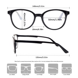 COJWIS Reading Glasses Blue Light Blocking 5 Pack Spring Hinge Fashion Readers for Men and Women Anti Glare Filter Eyeglasses (5 black, 1.50)