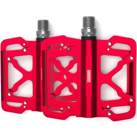 LOXCUTT Road/Mountain Bike Pedals - 3 Bearings 9/16” Aluminum Alloy Bicycle Pedals - Mountain Bike Pedal with Removable Anti-Skid Nails