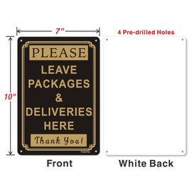 2 Pack Please Leave Deliveries and Packages Here Thank You Signs, 10x 7 Inches Package Delivery Sign, Metal Reflective Sturdy Rust Aluminum Waterproof