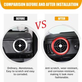 Bekantogy 2PCS Car Air Vent Trim Rings Compatible with INEOS Grenadier 2022 2023 2024+ Aluminum Alloy A/C Vent Ring Trim Cover Air Vent Decoration Car Interior Decorative Trim (Red)