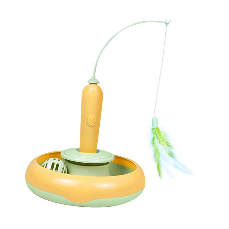 Cat Feather Toy Automatic 360 Degrees Rotating Bell Ball Stable