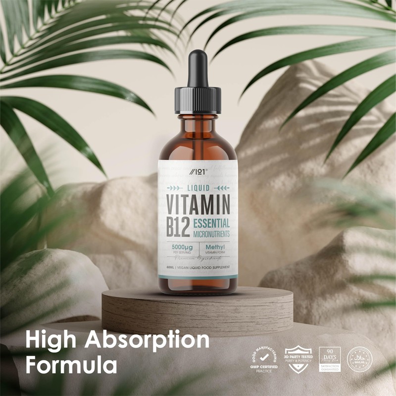 Vitamin B12 Liquid Drops 5000mcg - 60ml (2 Months Supply)