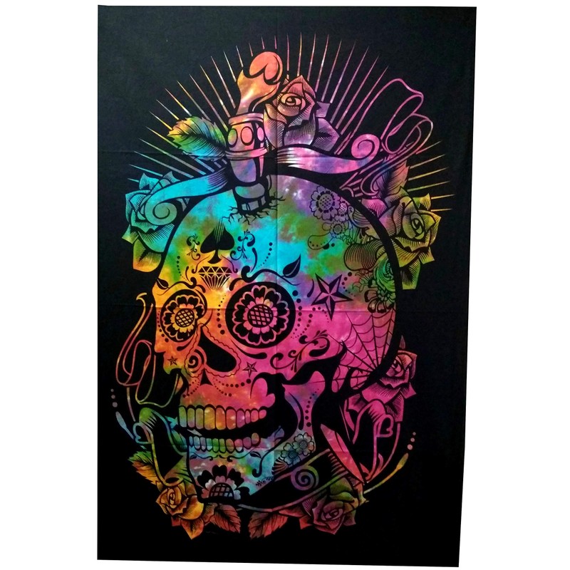 Purpledip Cotton Wall Poster Beach Throw 'Smiling Death': Bohemian Wall